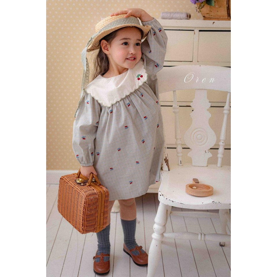 Oren 洋裝 오렌 체리스칼럽원피스키즈-細節圖2