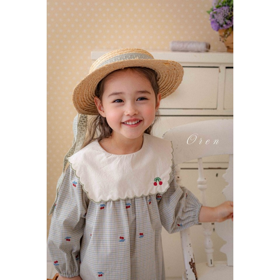Oren 洋裝 오렌 체리스칼럽원피스키즈-細節圖3