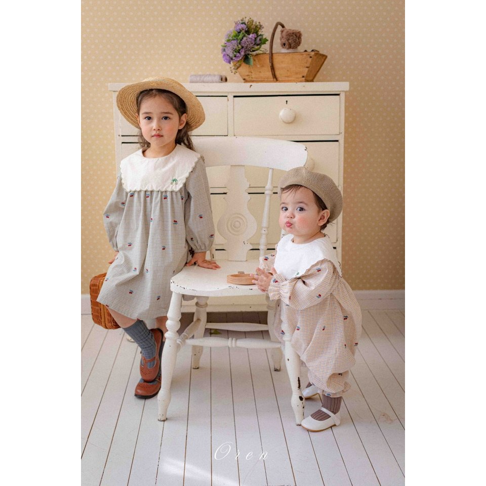 Oren 洋裝 오렌 체리스칼럽원피스키즈-細節圖7