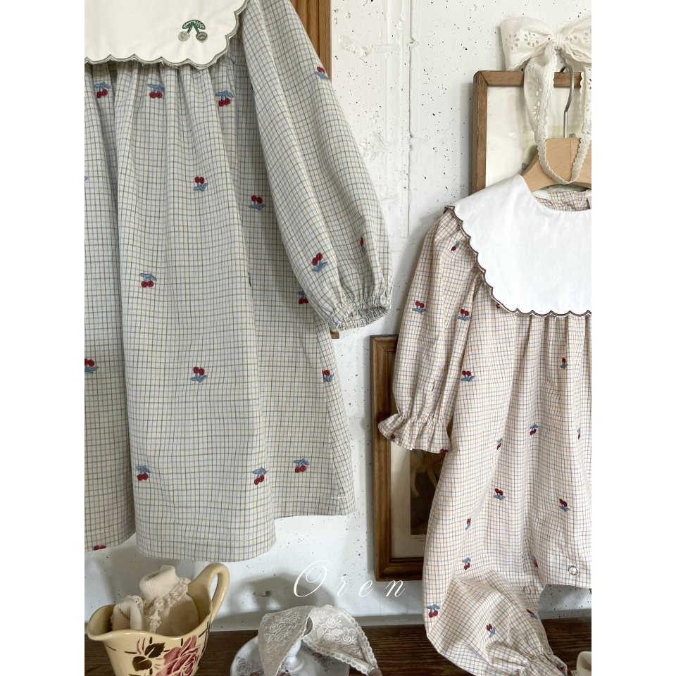 Oren 洋裝 오렌 체리스칼럽원피스키즈-細節圖9