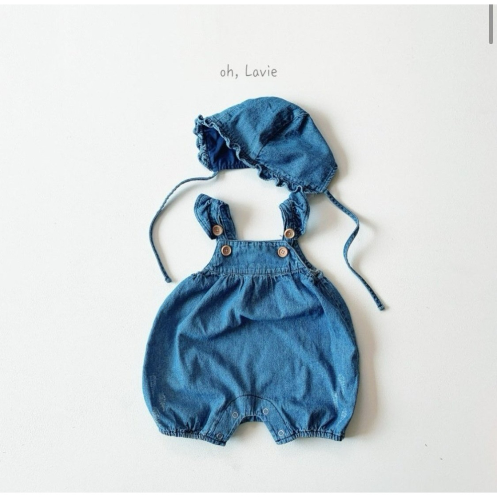 Ohlavie 套裝 包屁衣&帽子  오라비 베이비데님수트-細節圖2