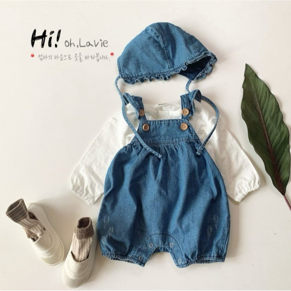 Ohlavie 套裝 包屁衣&帽子  오라비 베이비데님수트-細節圖6