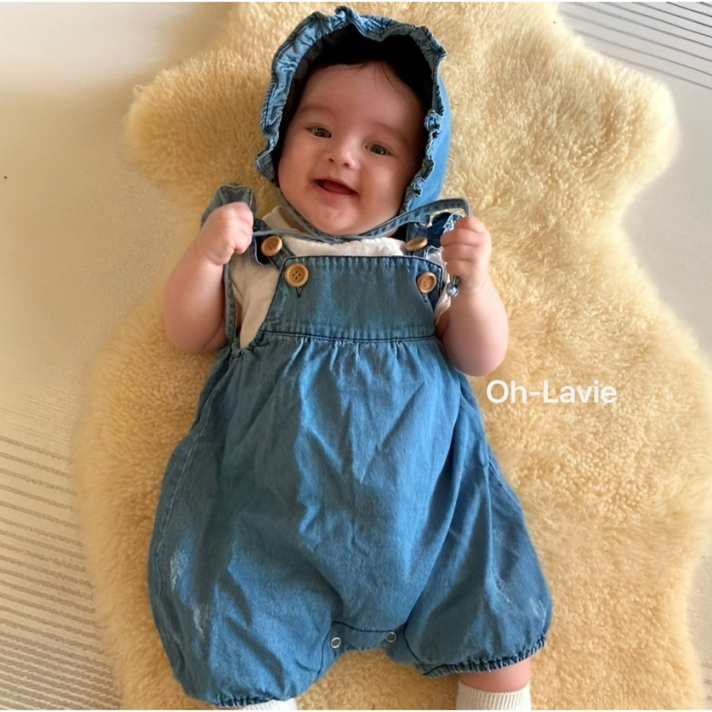 Ohlavie 套裝 包屁衣&帽子  오라비 베이비데님수트-細節圖10