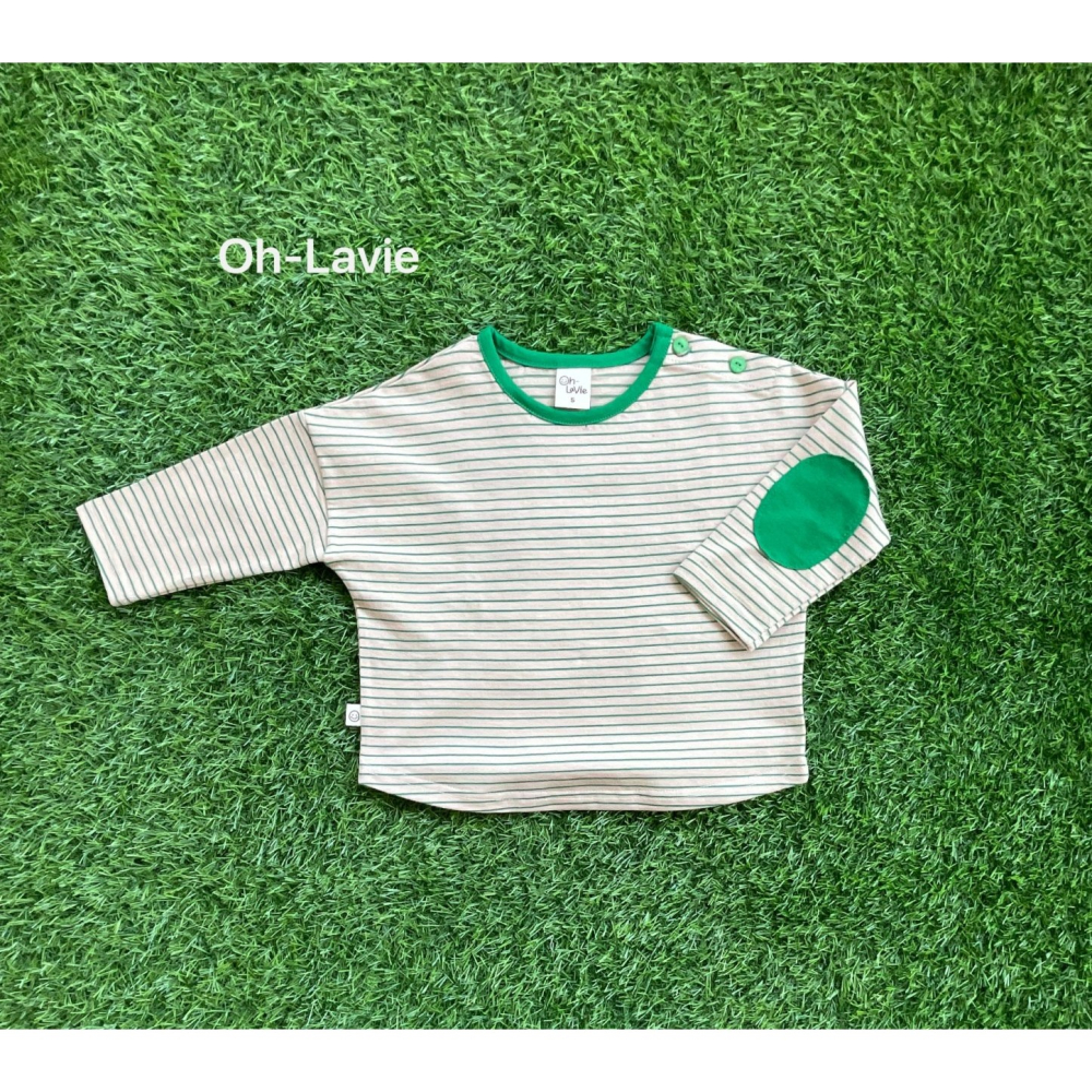 Ohlavie 上衣 오라비 빵떡스트라이프배색티셔츠-細節圖4