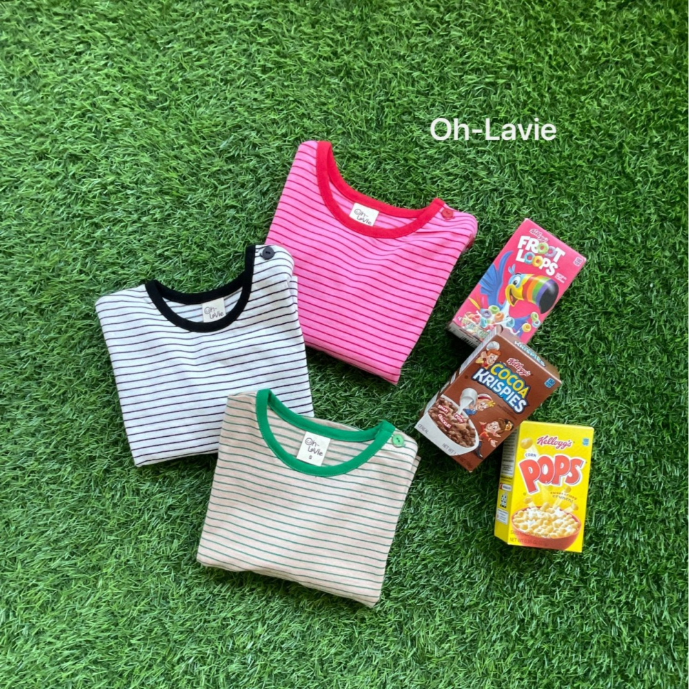 Ohlavie 上衣 오라비 빵떡스트라이프배색티셔츠-細節圖5