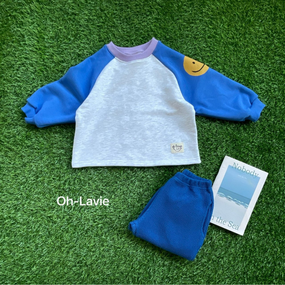 Ohlavie 上衣 오라비 스마일배색맨투맨-細節圖4