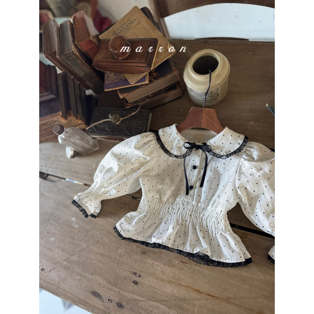 Marron 上衣 마론 도트블라우스-細節圖3