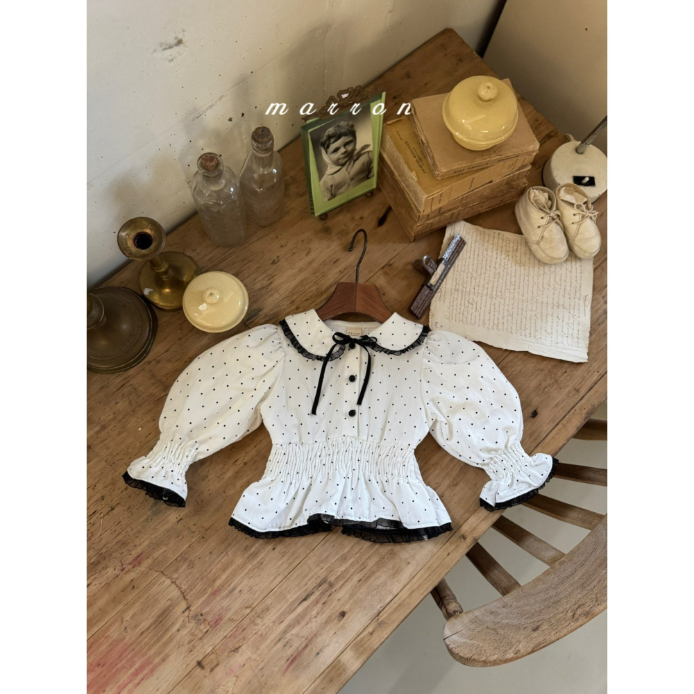 Marron 上衣 마론 도트블라우스-細節圖5