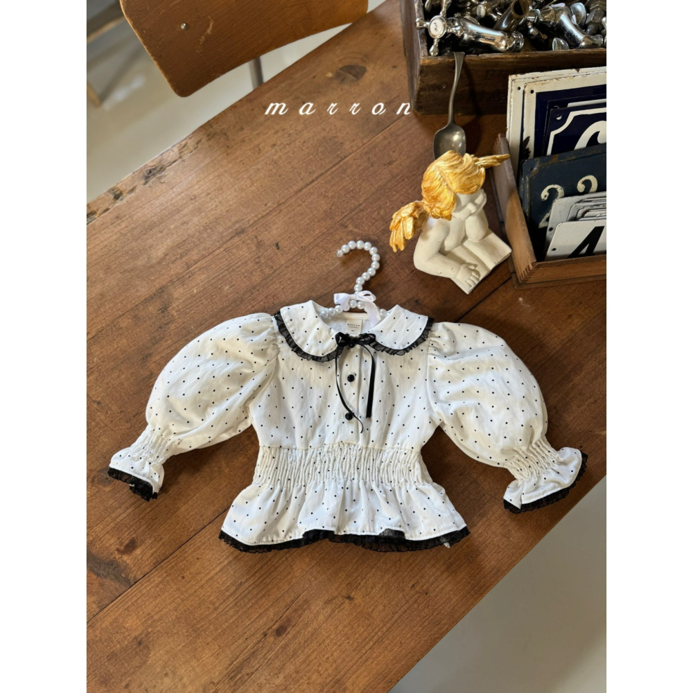 Marron 上衣 마론 도트블라우스-細節圖6