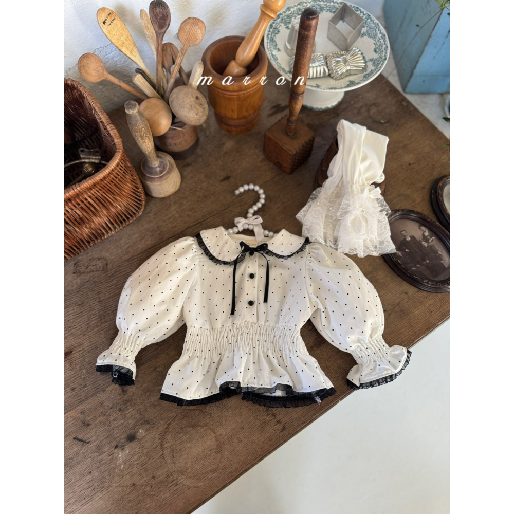 Marron 上衣 마론 도트블라우스-細節圖7