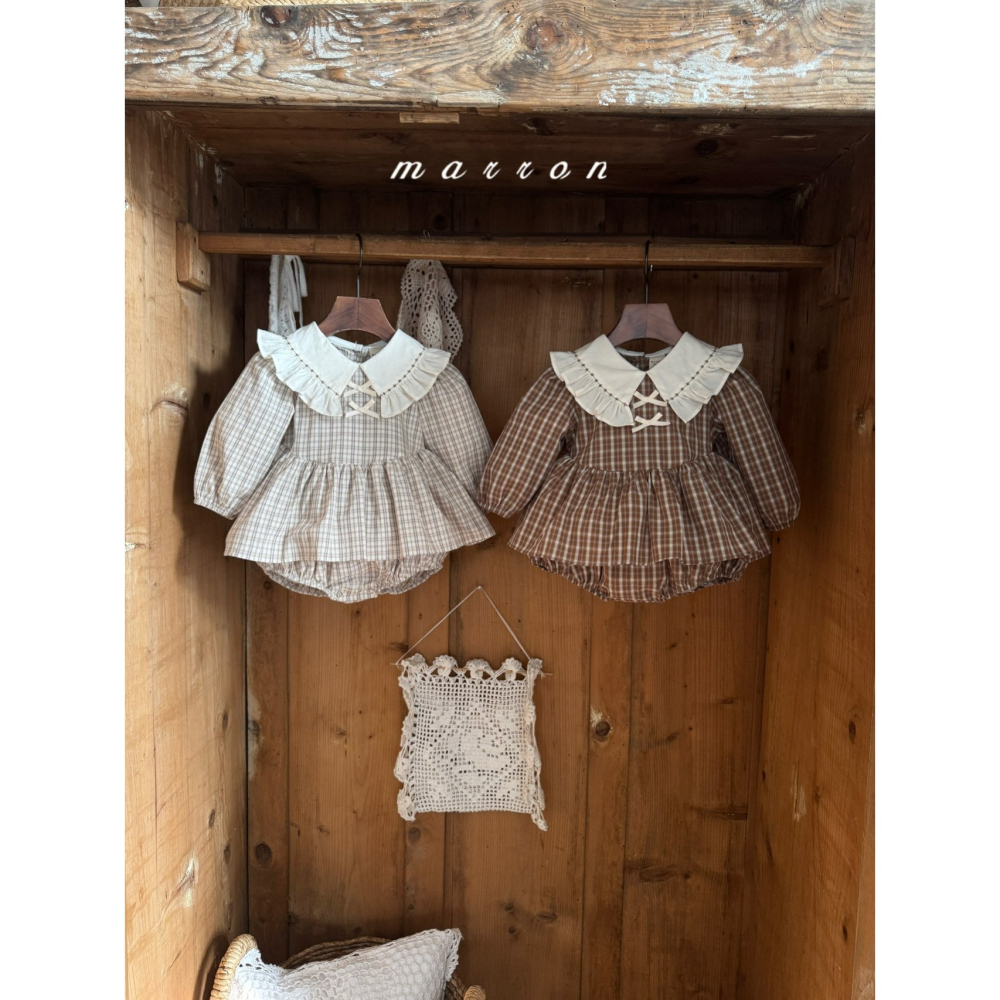 Marron 包屁衣 마론 체크슈트-細節圖6