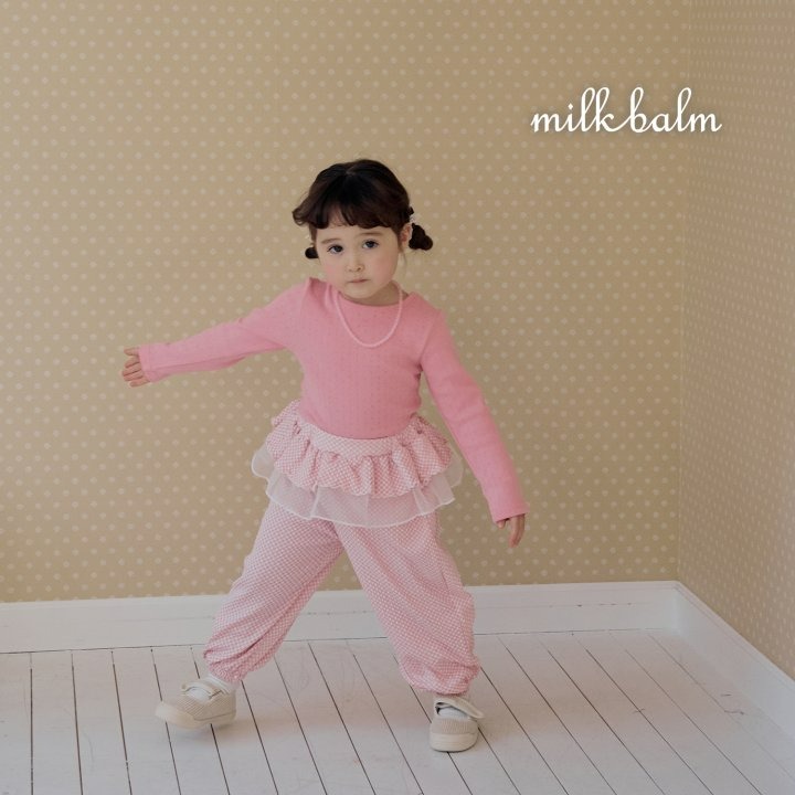 Milkbalm 褲子 밀크밤 체크프릴바지-細節圖2