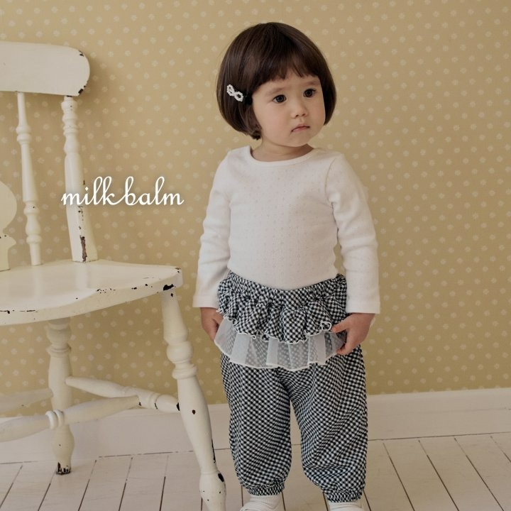 Milkbalm 褲子 밀크밤 체크프릴바지-細節圖7