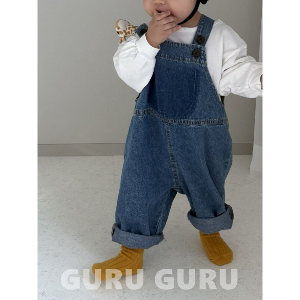 Guruguru 褲子 구루구루 청멜빵바지-細節圖3