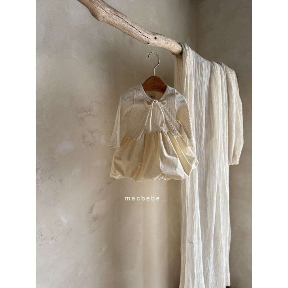 Macbebe 套裝 開襟衫+洋裝 맥베베 골지가디건원피스셋트-細節圖2