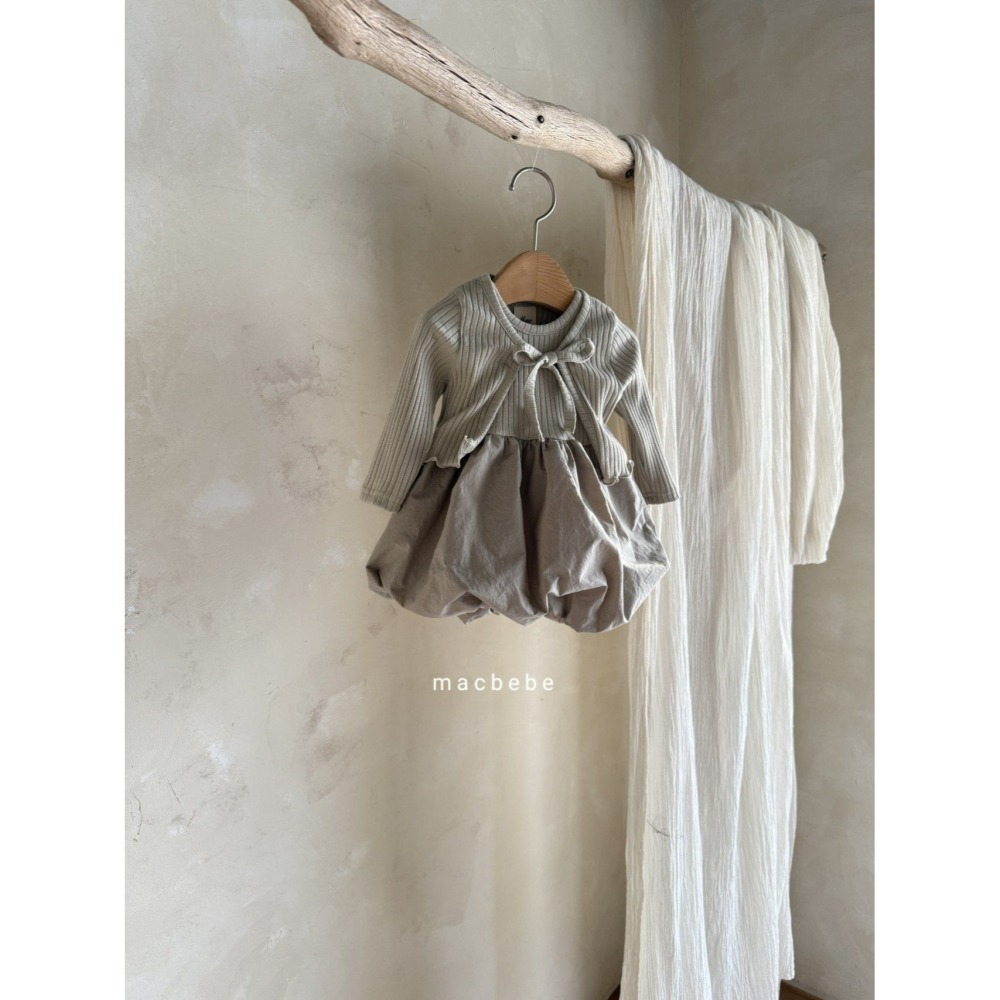 Macbebe 套裝 開襟衫+洋裝 맥베베 골지가디건원피스셋트-細節圖3