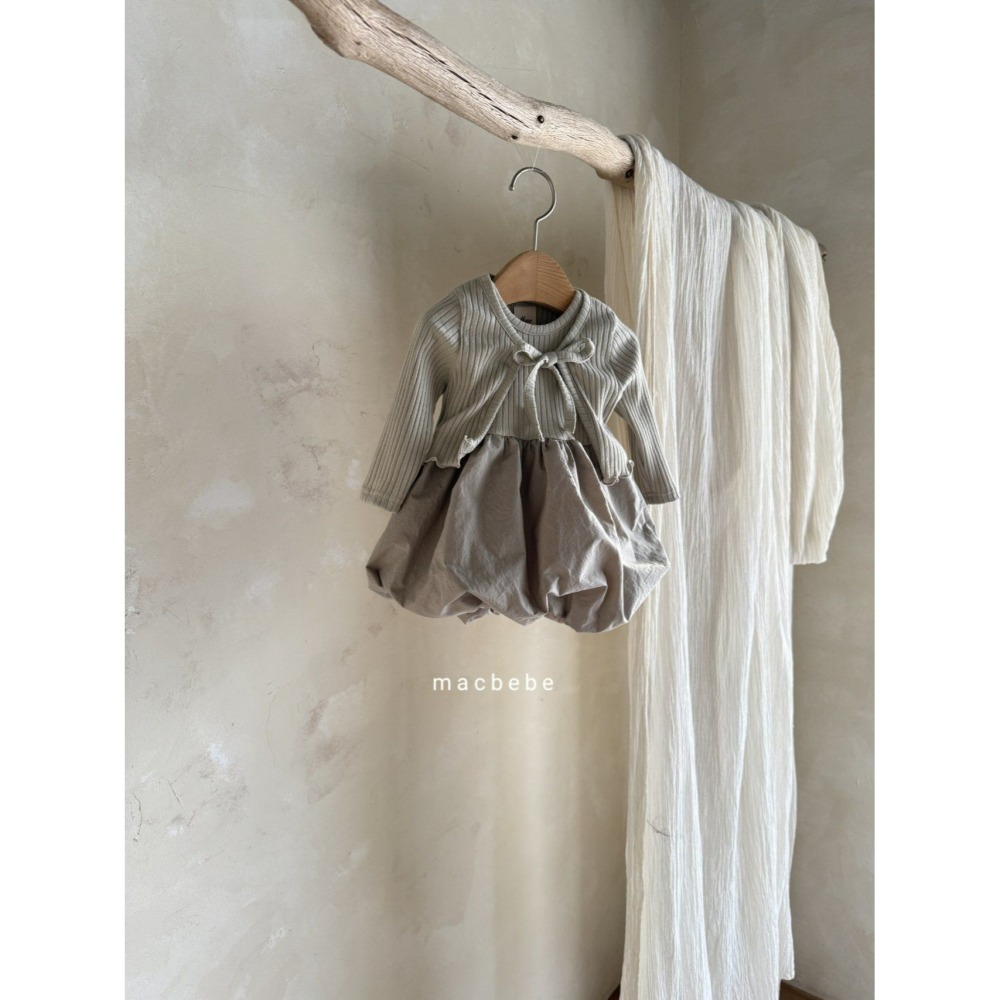 Macbebe 套裝 開襟衫+洋裝 맥베베 골지가디건원피스셋트-細節圖3