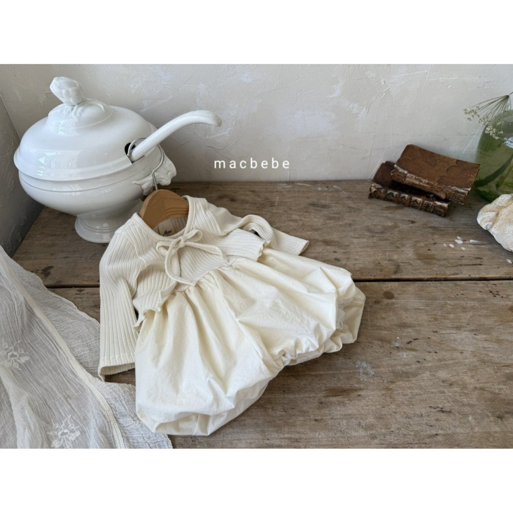 Macbebe 套裝 開襟衫+洋裝 맥베베 골지가디건원피스셋트-細節圖5