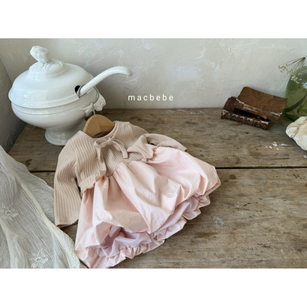 Macbebe 套裝 開襟衫+洋裝 맥베베 골지가디건원피스셋트-細節圖6