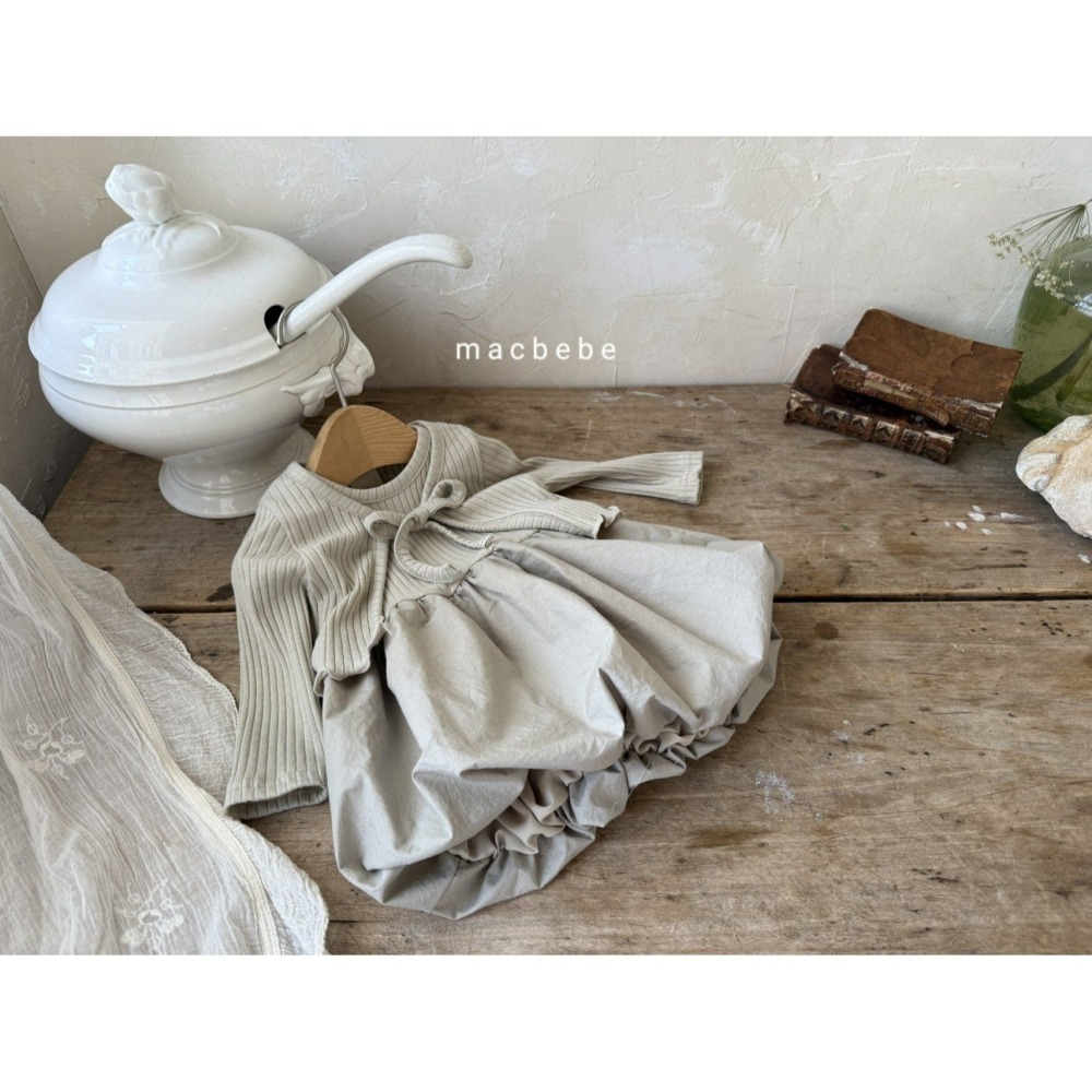 Macbebe 套裝 開襟衫+洋裝 맥베베 골지가디건원피스셋트-細節圖7