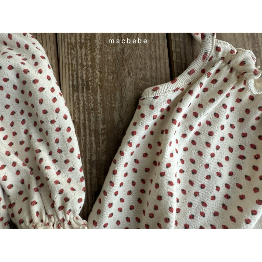 Macbebe 套裝 開襟衫+包屁衣 맥베베 딸기아일렛가디건셋트-細節圖4