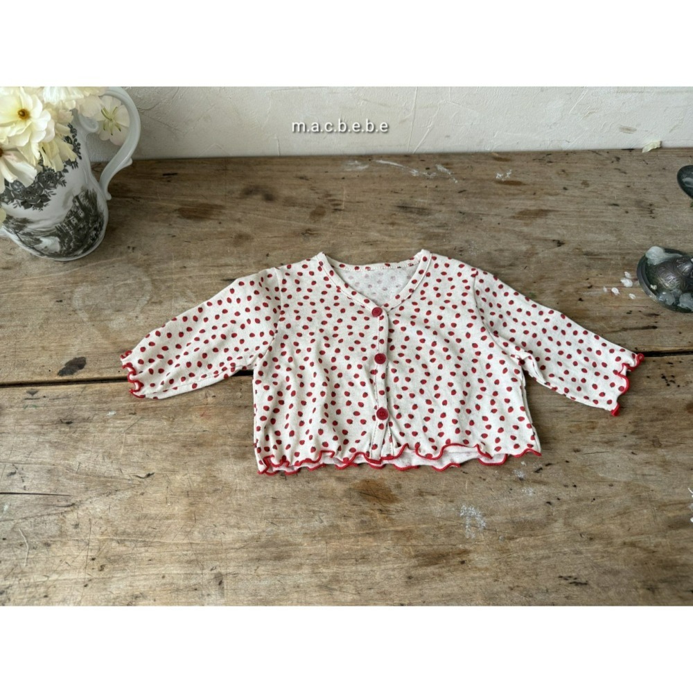 Macbebe 套裝 開襟衫+褲子+頭巾 맥베베 봄딸기3종셋트(바지+가디건+치커프)-細節圖7