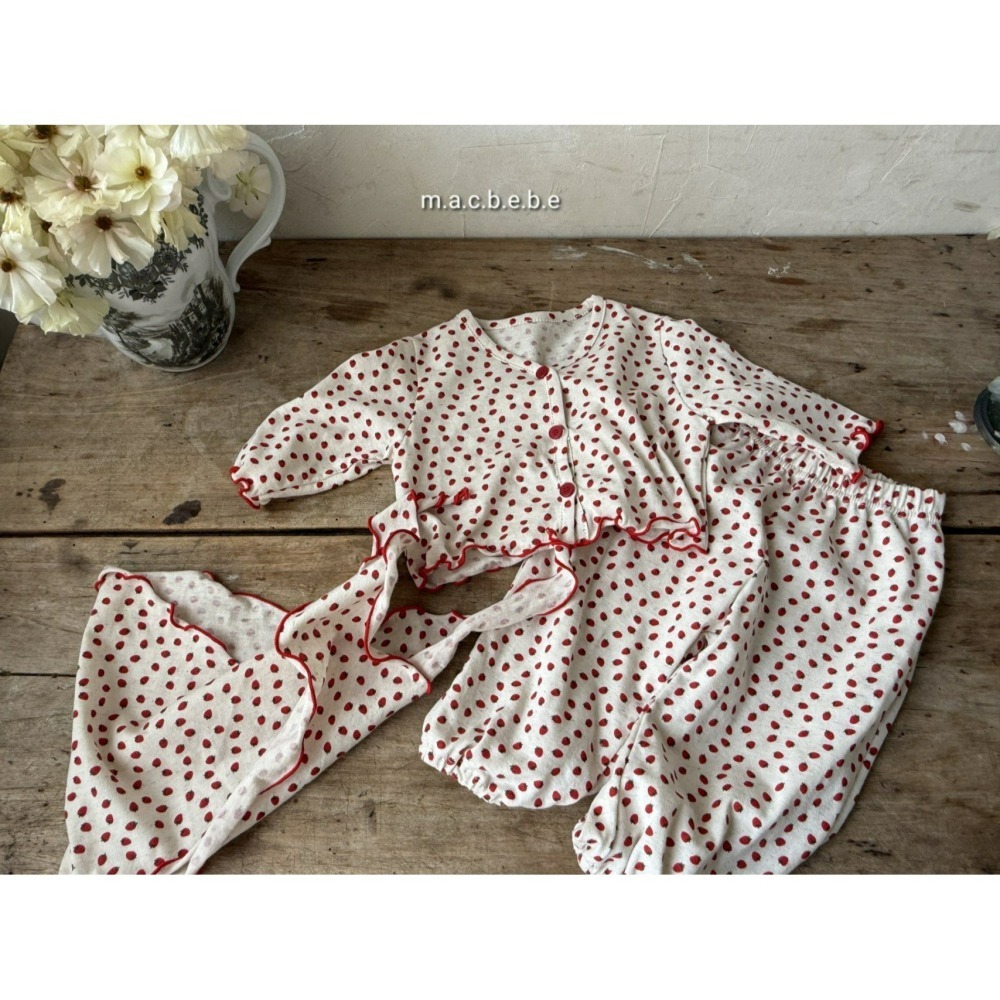 Macbebe 套裝 開襟衫+褲子+頭巾 맥베베 봄딸기3종셋트(바지+가디건+치커프)-細節圖10