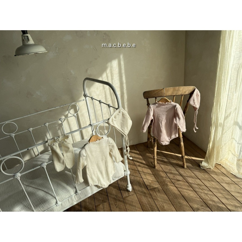 Macbebe 套裝 包屁衣+帽子+襪子 맥베베 아일렛3셋트(보넷+수트+삭스)-細節圖3