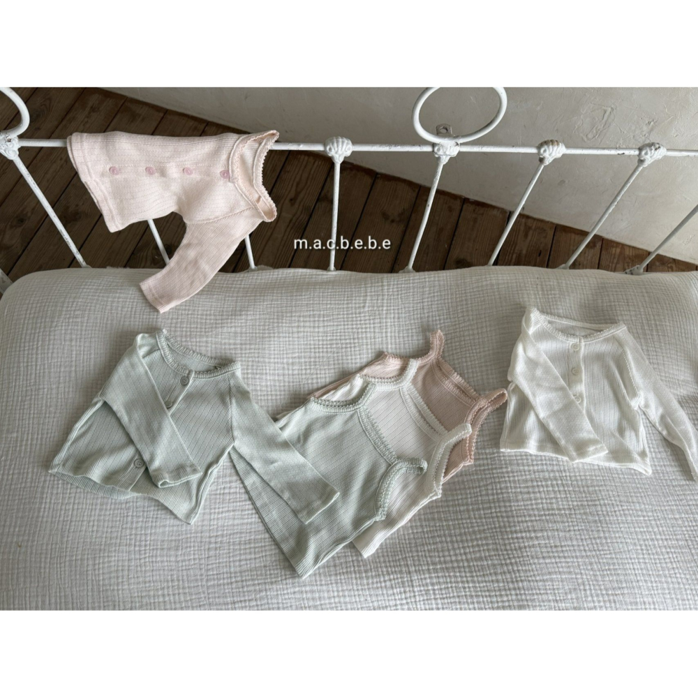 Macbebe 套裝 開襟衫+背心 맥베베 자수가디건나시셋트-細節圖10