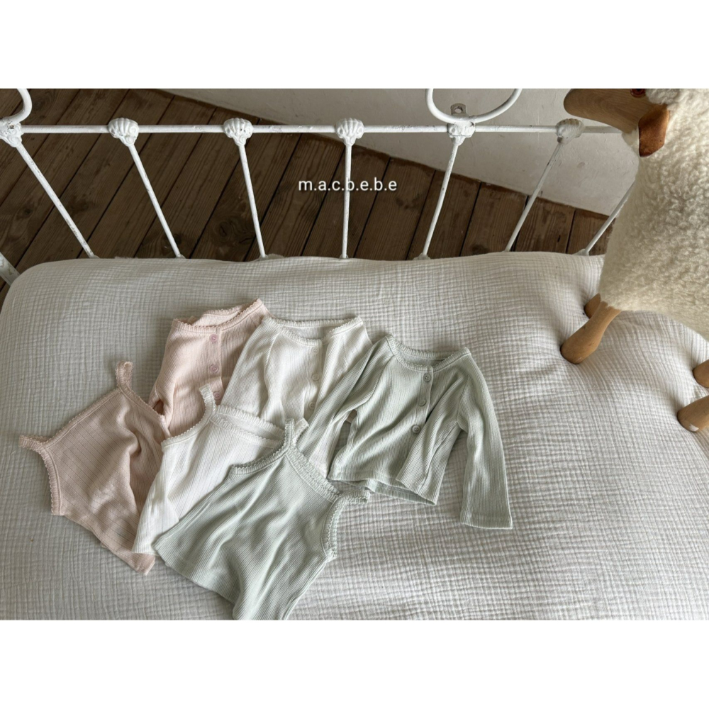 Macbebe 套裝 開襟衫+背心 맥베베 자수가디건나시셋트-細節圖11