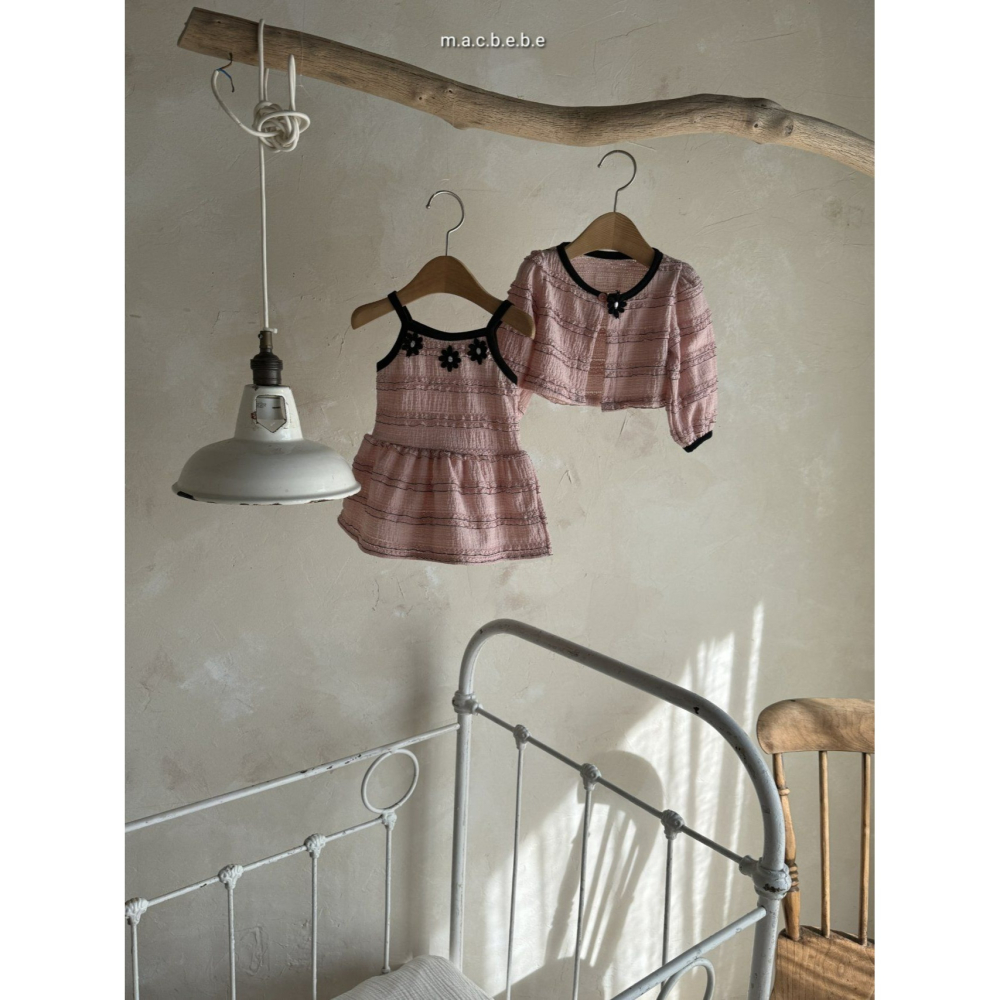 Macbebe 套裝 開襟衫+洋裝 맥베베 자수꽃패치셋트-細節圖3