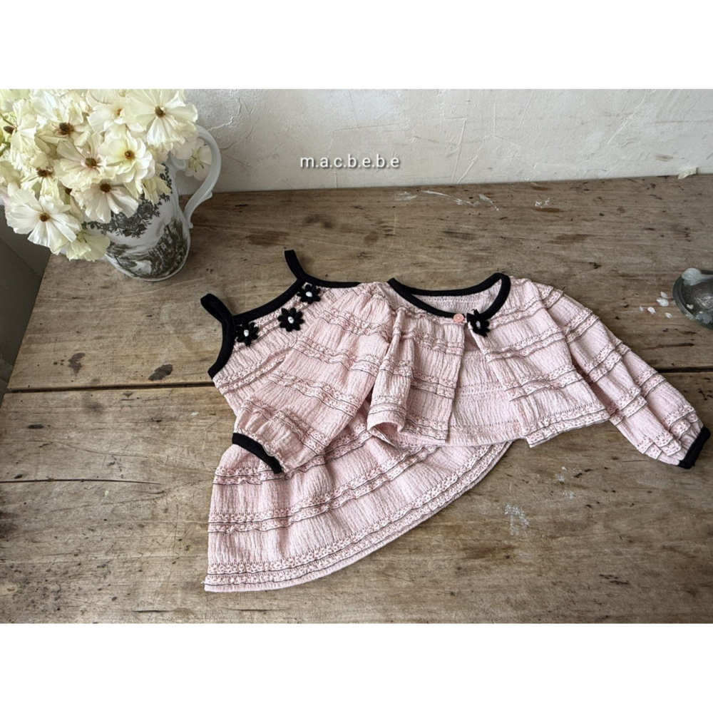 Macbebe 套裝 開襟衫+洋裝 맥베베 자수꽃패치셋트-細節圖6