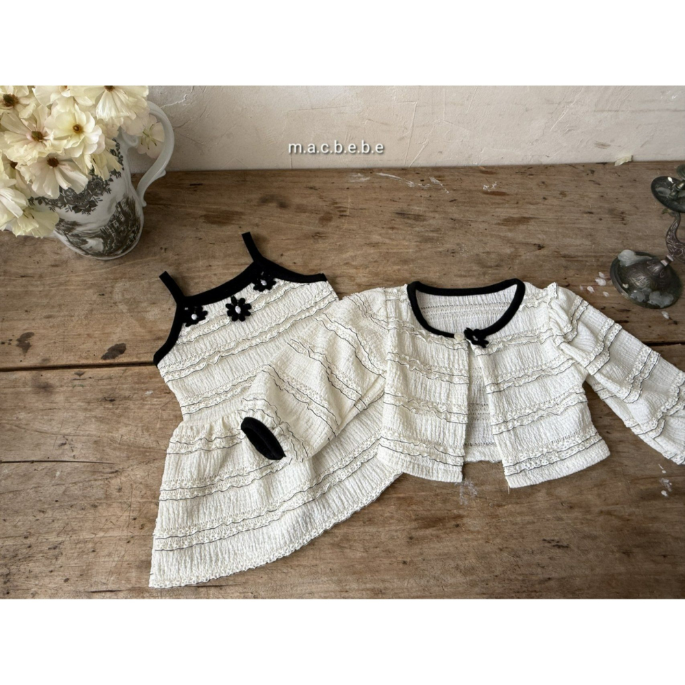 Macbebe 套裝 開襟衫+洋裝 맥베베 자수꽃패치셋트-細節圖9