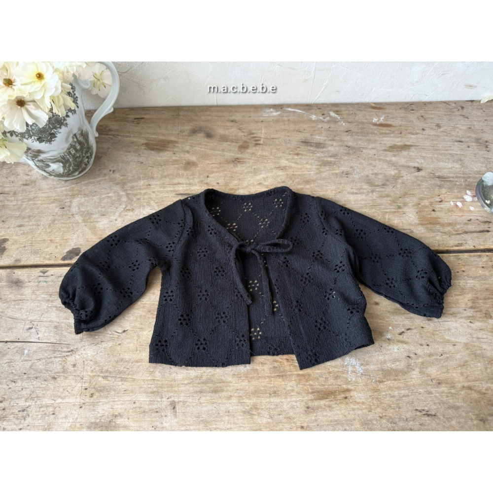 Macbebe 套裝 開襟衫+洋裝 맥베베 펀칭꽃원피스셋트-細節圖7