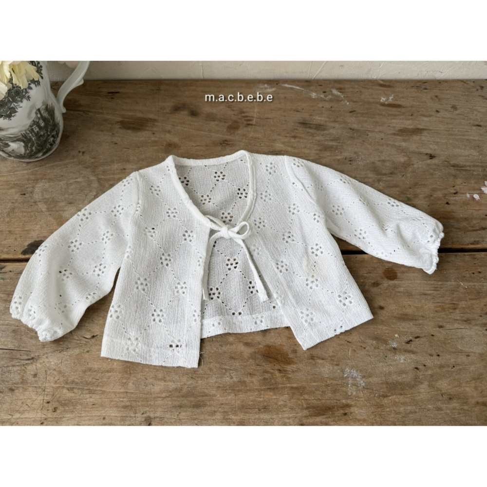 Macbebe 套裝 開襟衫+洋裝 맥베베 펀칭꽃원피스셋트-細節圖10