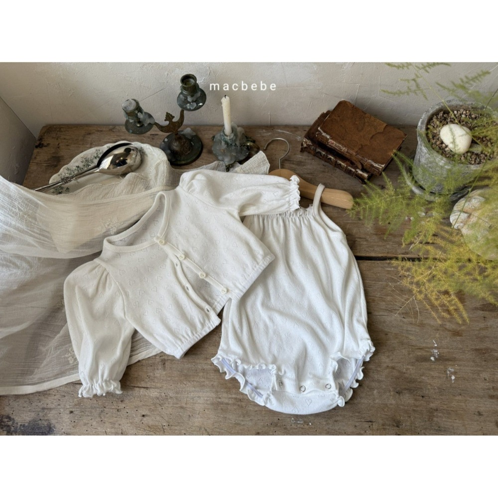 Macbebe 套裝 開襟衫+洋裝 맥베베 하트아일렛가디건셋트-細節圖3