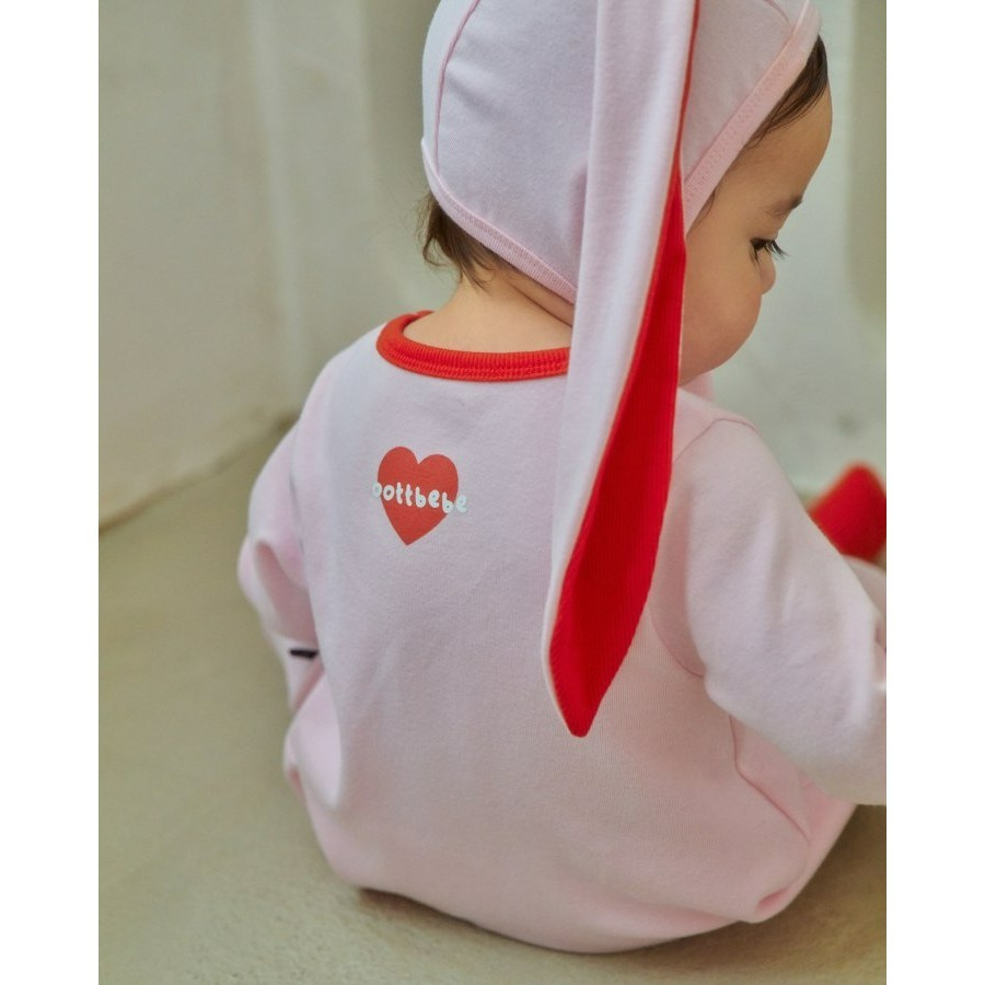 Oottbebe 套裝 包屁衣+帽子 오뜨베베 모달하트전신슈트+토끼보넷세트-細節圖4