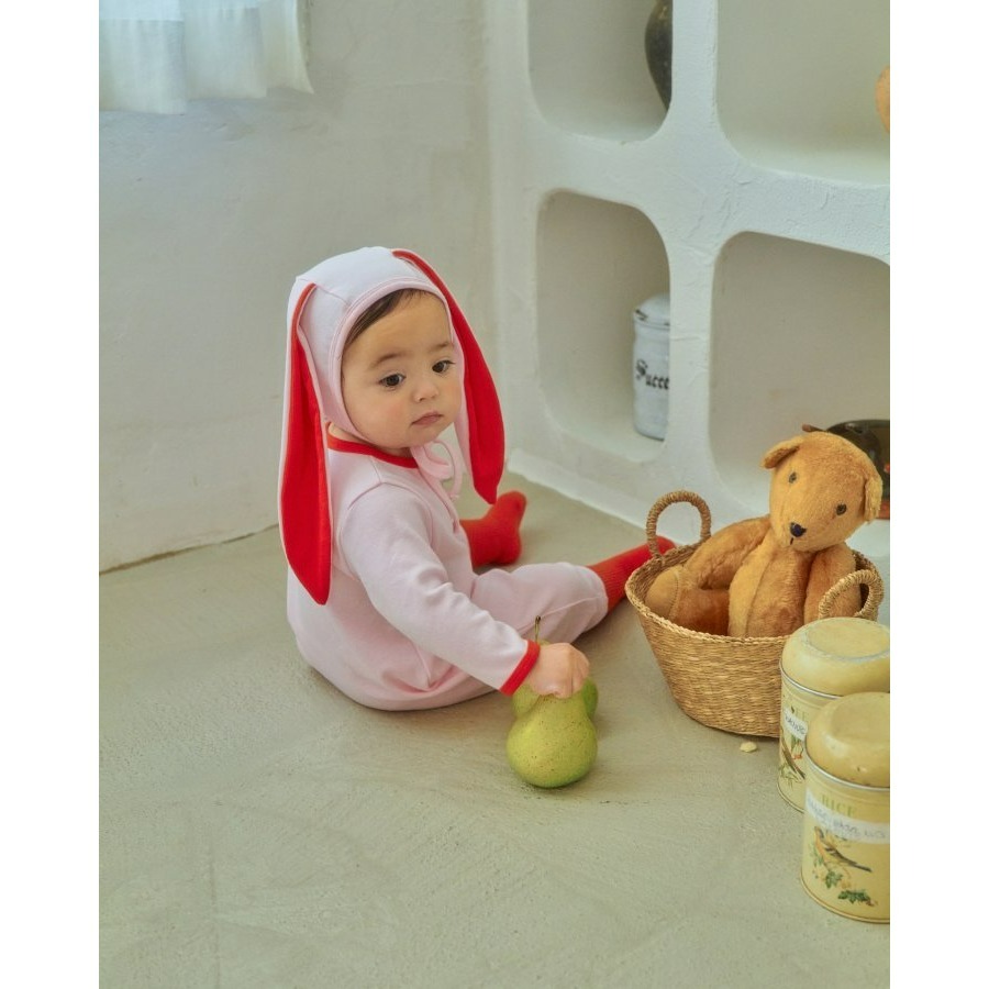 Oottbebe 套裝 包屁衣+帽子 오뜨베베 모달하트전신슈트+토끼보넷세트-細節圖5
