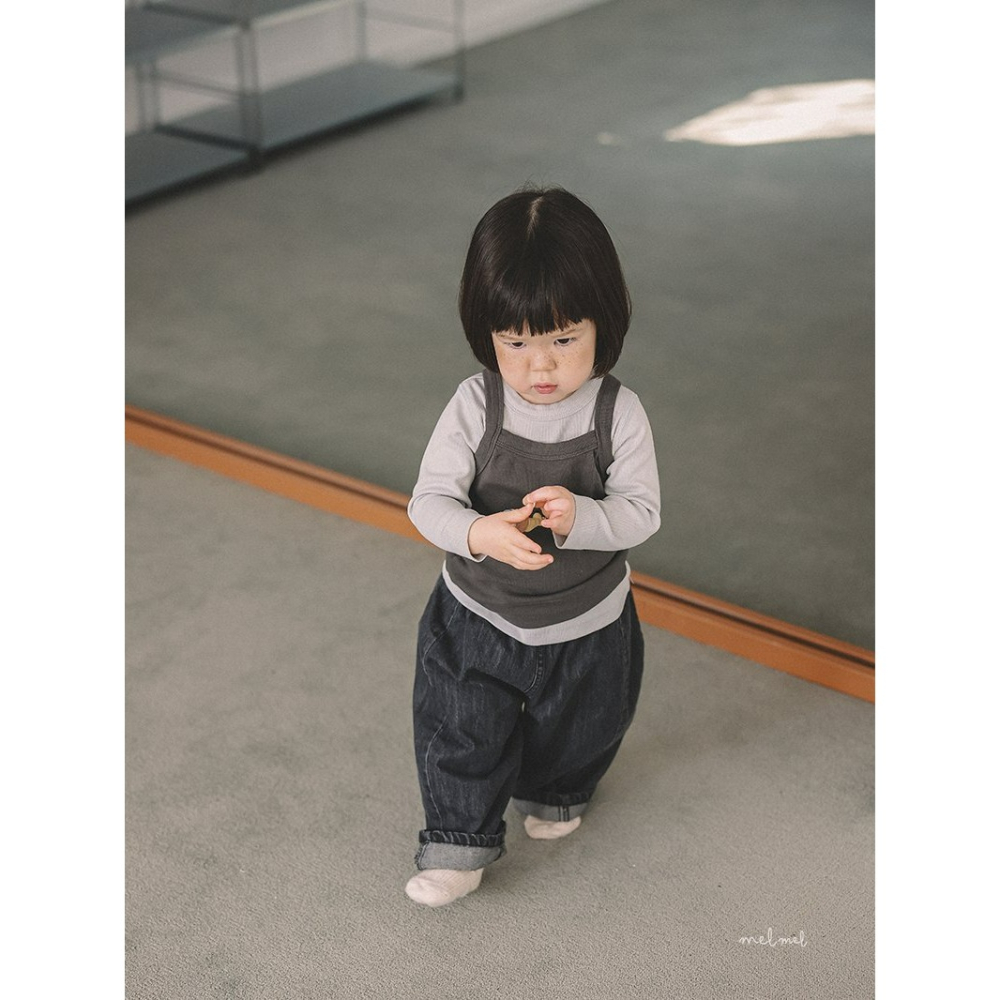 Melmel 褲子 멜멜 루즈핏데님팬츠-細節圖2