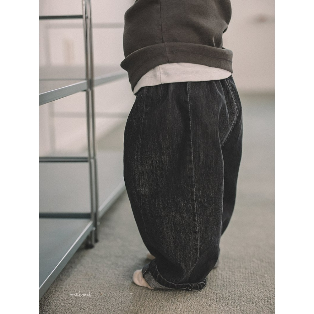 Melmel 褲子 멜멜 루즈핏데님팬츠-細節圖4
