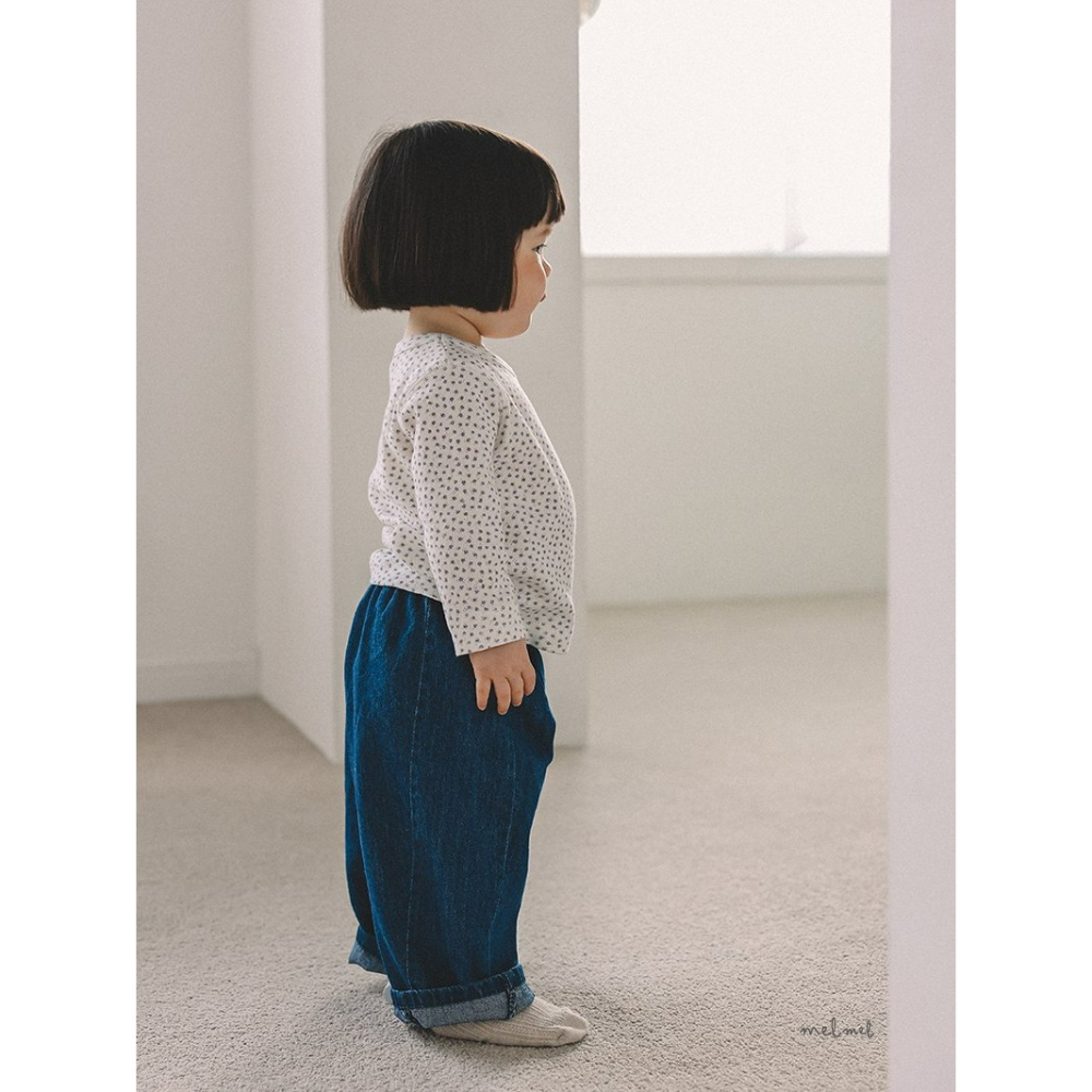 Melmel 褲子 멜멜 루즈핏데님팬츠-細節圖7