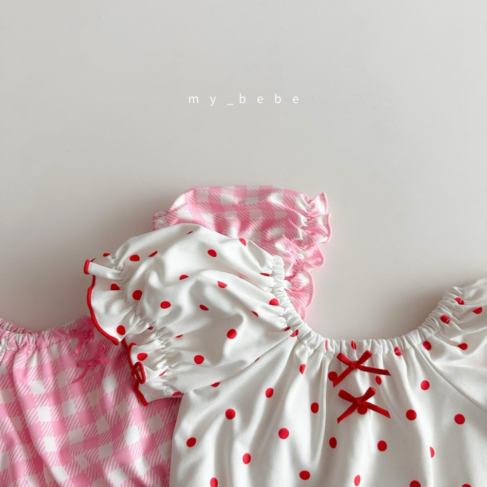 Mybebe 套裝 泳衣 上下+泳帽  마이베베 프릴비키니수영복(상의+하의+모자SET)-細節圖9