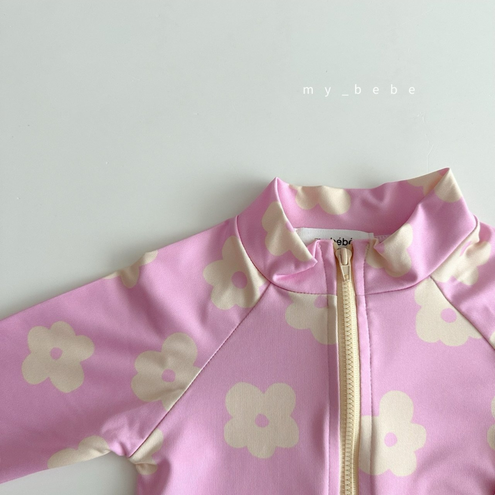 Mybebe 套裝 泳衣+泳帽  마이베베 지퍼래쉬가드(래쉬가드+모자SET)-細節圖7