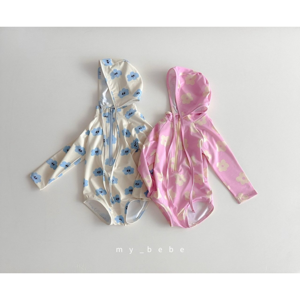 Mybebe 套裝 泳衣+泳帽  마이베베 지퍼래쉬가드(래쉬가드+모자SET)-細節圖8
