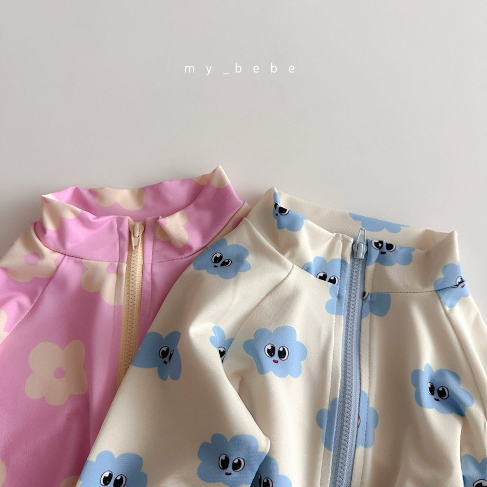 Mybebe 套裝 泳衣+泳帽  마이베베 지퍼래쉬가드(래쉬가드+모자SET)-細節圖9