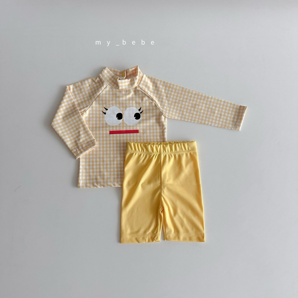 Mybebe 泳衣 套裝上下 마이베베 반짝눈래쉬가드세트-細節圖4