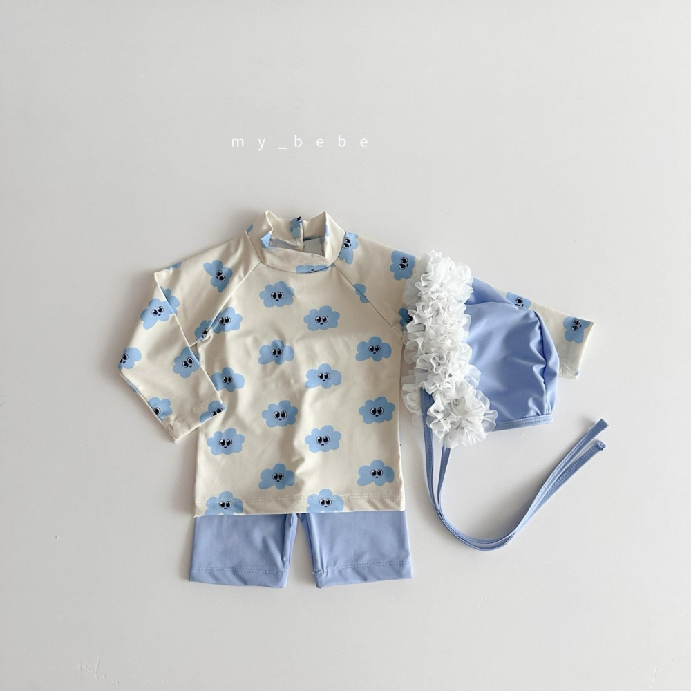 Mybebe 泳衣 套裝上下 마이베베 반짝눈래쉬가드세트-細節圖6