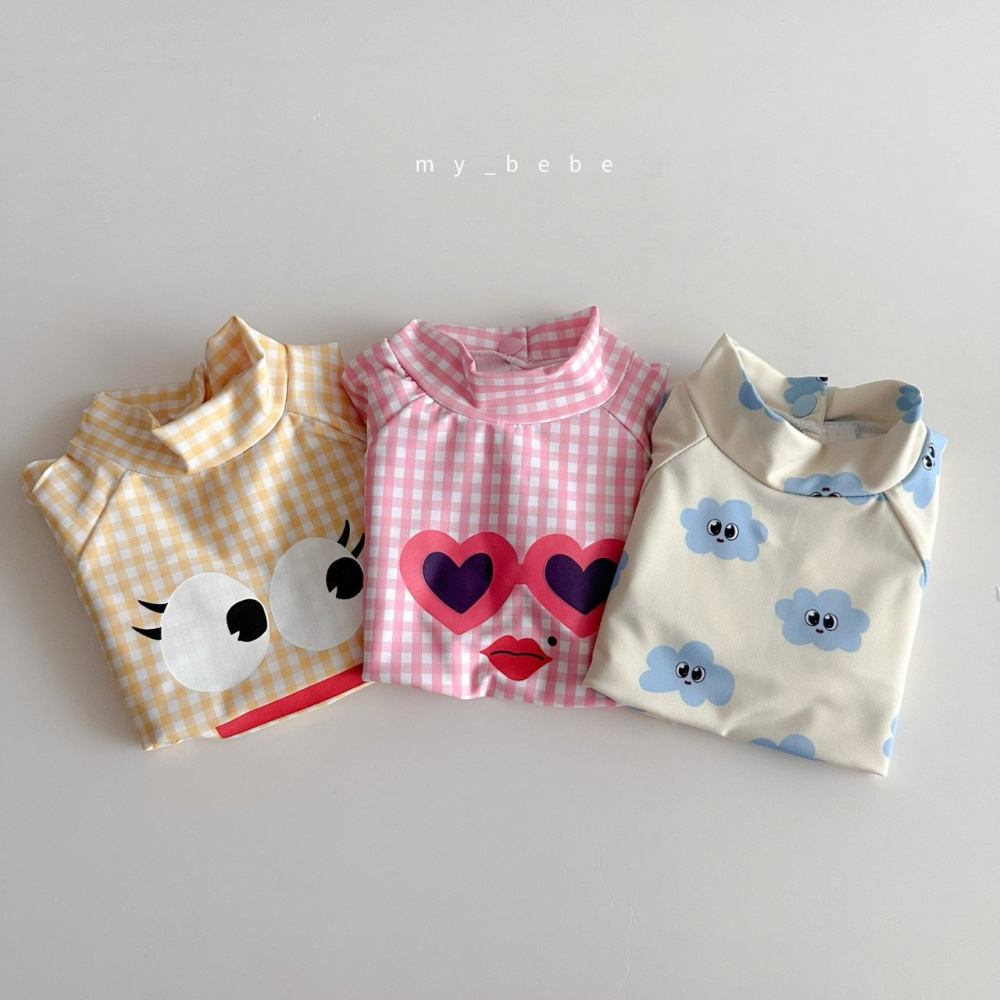 Mybebe 泳衣 套裝上下 마이베베 반짝눈래쉬가드세트-細節圖8