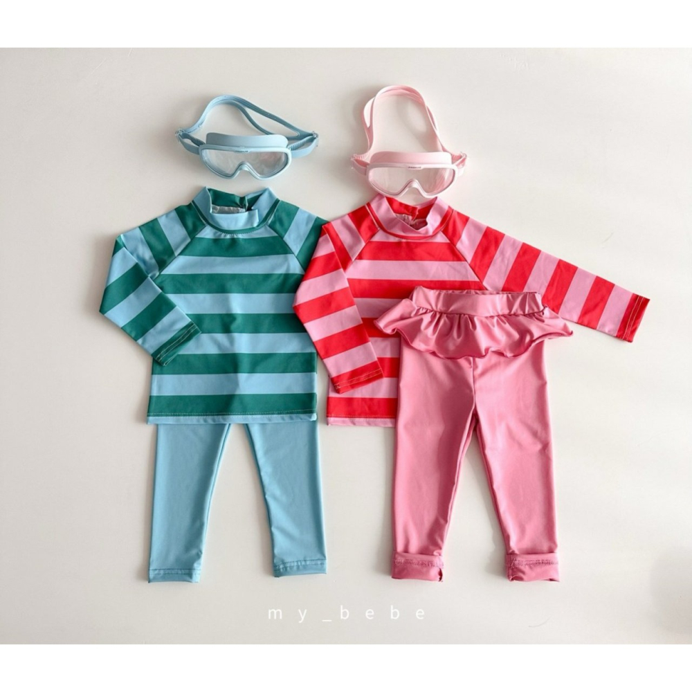Mybebe 泳衣套裝 上下 마이베베 긴팔래쉬가드세트-細節圖2
