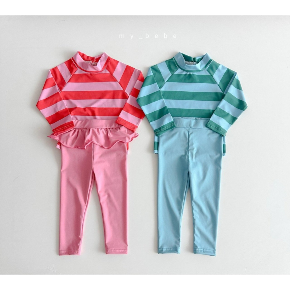 Mybebe 泳衣套裝 上下 마이베베 긴팔래쉬가드세트-細節圖4